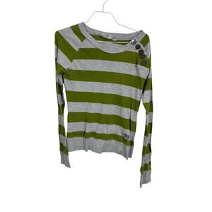 Vintage Roxy Y2K Henley Long Sleeve Striped Bratz Streetwear Top L Nostalgia